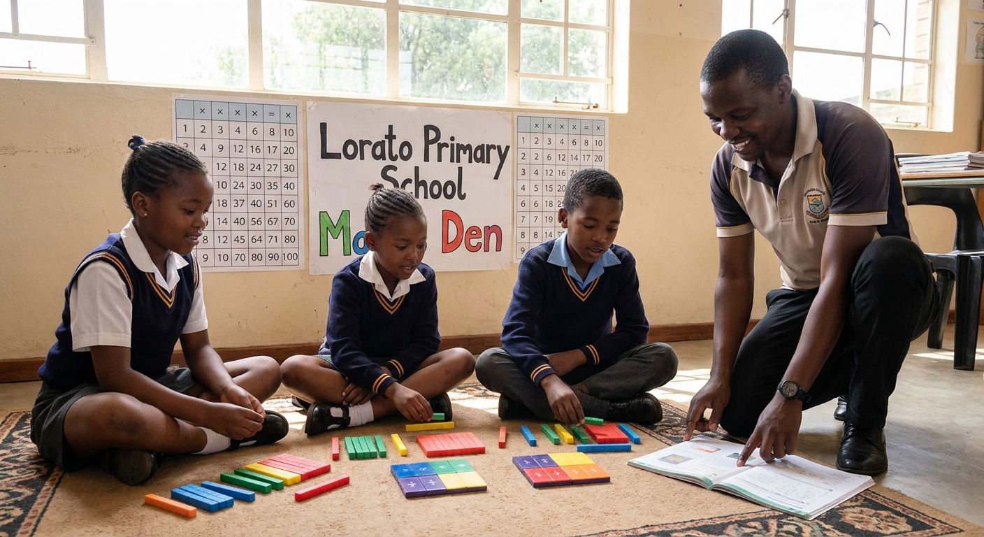Maths group lesson with manipulatives