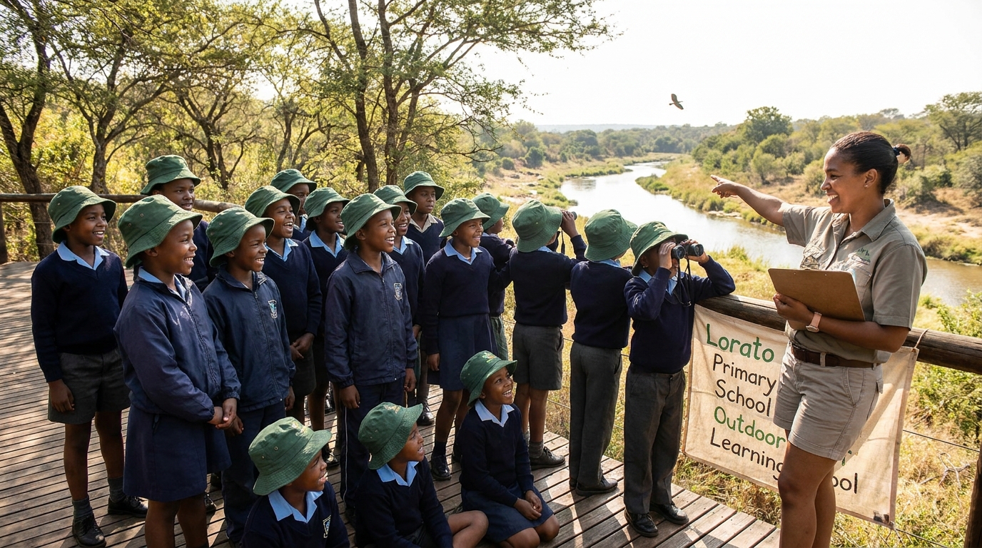 Pupils on an outdoor learning excursion in the bushveld