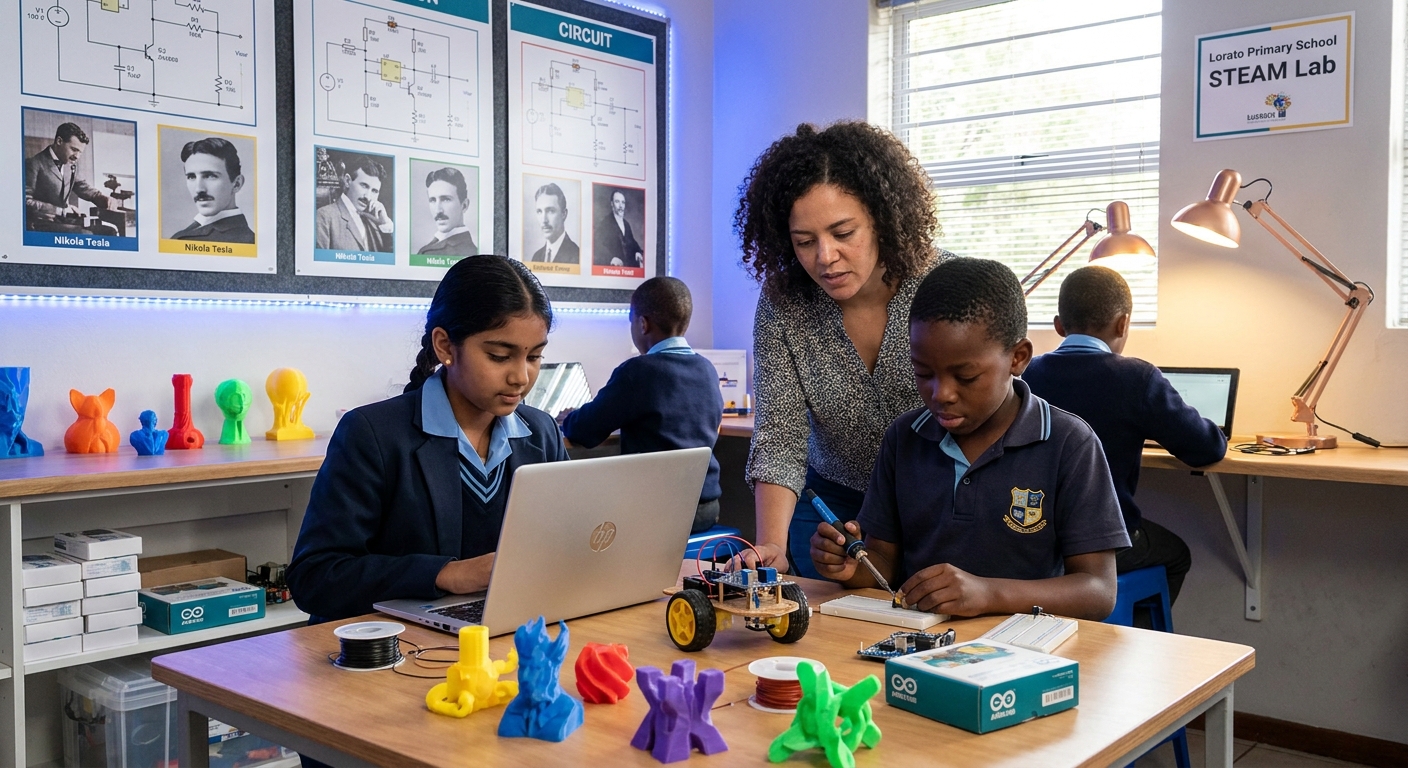 Children learning in the STEAM lab