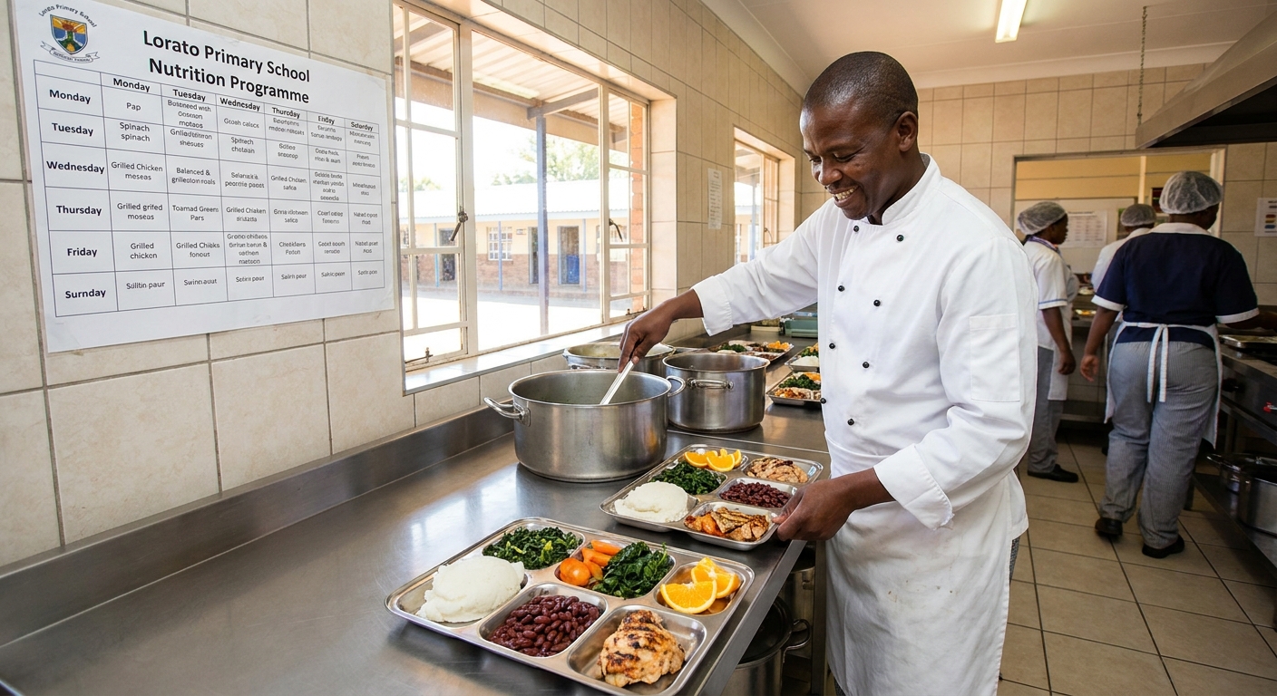 Nutritious meal preparation at the school kitchen